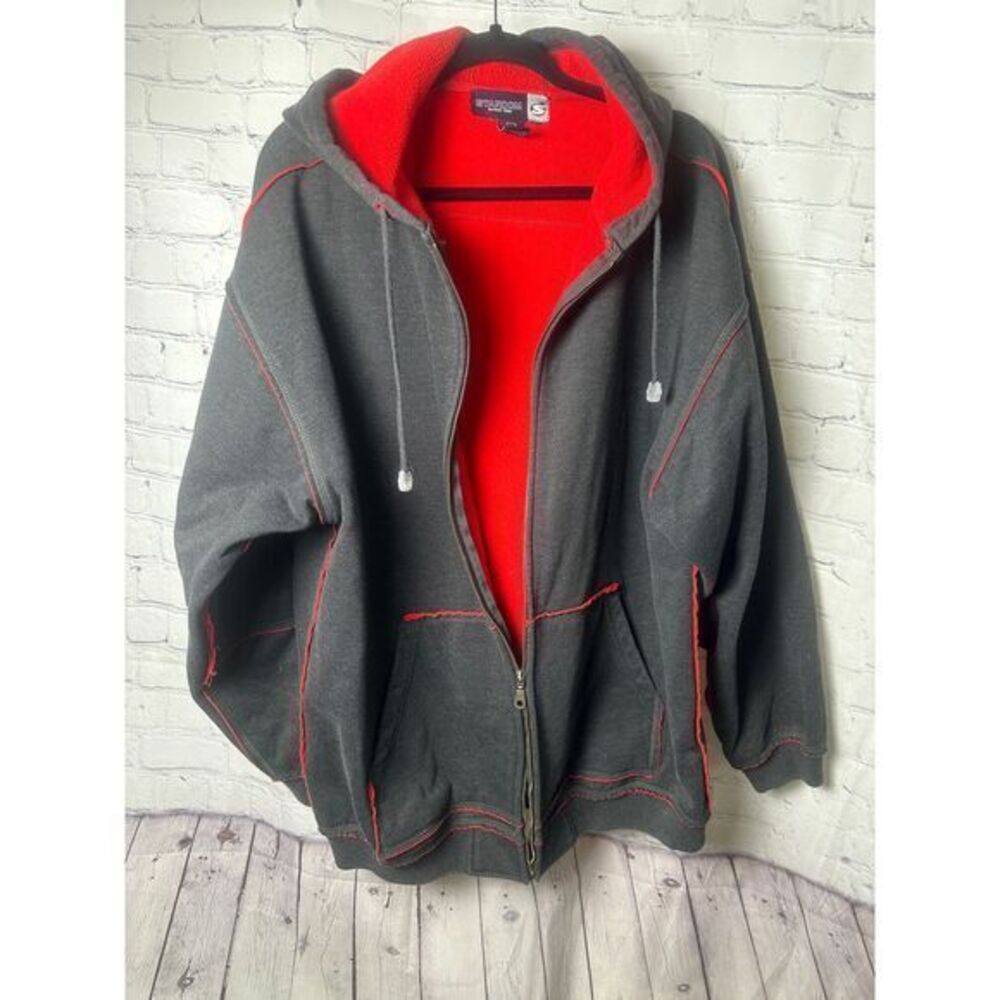 Stardom Sportswear Gray and Red‎ Fleece Jacket with Zip Front XL